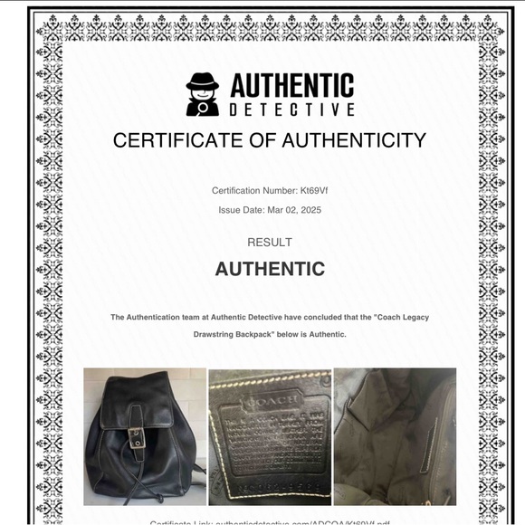 Vintage Coach Legacy drawstring backpack w/ COA - Picture 2 of 9